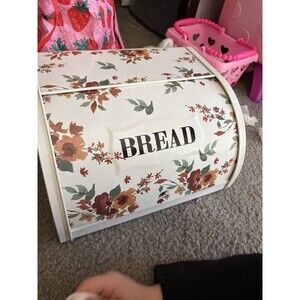 Bread Box  Roll Up Door Spring Floral Metal Shabby Chic Vintage Style Ashland
